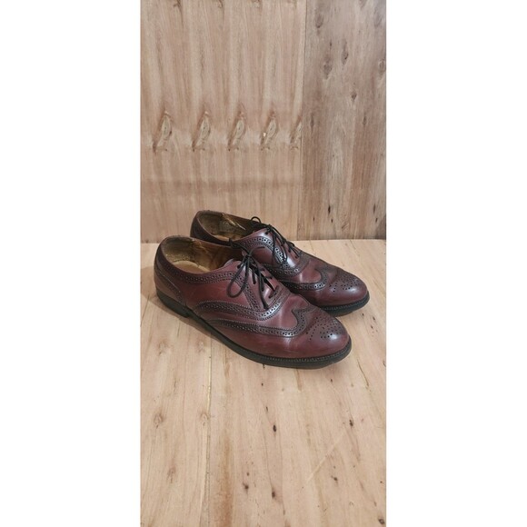 Bass Flex Step Men's Wingtip Oxford Tan Dress Shoes Slip Resistance Size 9D - Picture 1 of 10